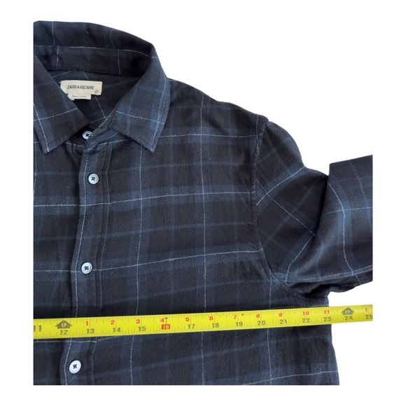 Zadig & Voltaire Men's Stanael Check Plaid Long Sleeve Button Down Shirt Size M - Picture 5 of 9